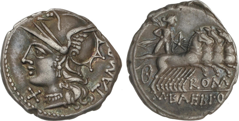 Roman Coins
Denario. 137 a. C. BAEBIA. Marcius Baebius Q. f. Tampilus. Anv.: Ca...