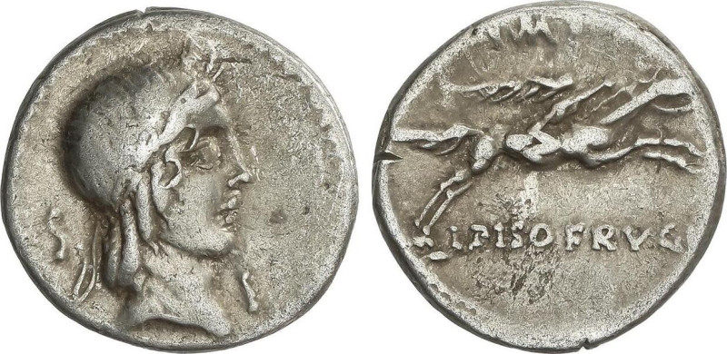 Roman Coins
Denario. 90-89 a.C. CALPURNIA. L. Calpurnius Piso Frugi. Anv.: Cabe...