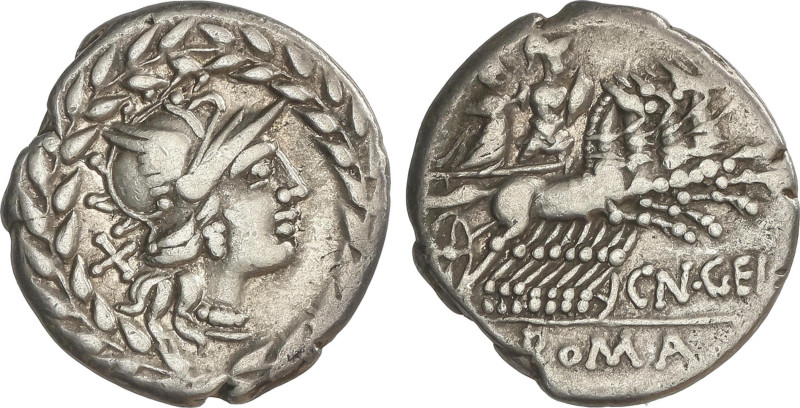 Roman Coins
Denario. 138 a.C. GELLIA. Cnaeus Gellius. Rev.: Marte y Nerio Nerie...