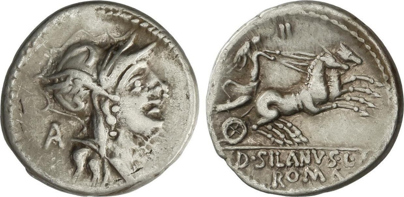 Roman Coins
Denario. 91 a.C. JUNIA. D. Junius Silanus L.f. Anv.: Cabeza de Roma...