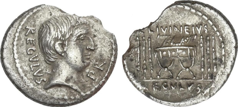 Roman Coins
Denario. 42 a.C. LIVINEIA. L. Livineius Regulus. Anv.: Cabeza de Lu...