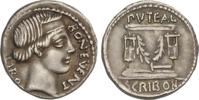 Roman Coins
Denario. 62 a.C. SCRIBONIA. L. Scribonius Libo. Anv.: LIBO-BON EVEN...