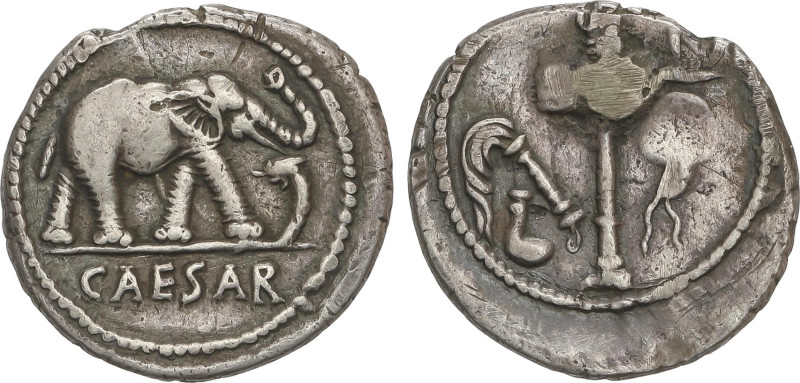 Roman Coins
Denario. 54-51 a.C. JULIO CÉSAR. Anv.: CAESAR. Elefante a derecha, ...