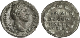 Roman Coins
Denario. 138-161 d.C. ANTONINO PÍO. Anv.: ANTONINVS AVG PIVS P P TR P XI. Busto laureado a derecha. Rev.: PRIMI DECEN COS IIII en tres lí...