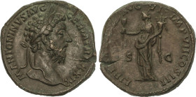 Roman Coins
Sestercio. 175 d.C. MARCO AURELIO. Anv.: M. ANTONINVS. AVG. GERM. TR. P. XXIX. Busto laureado a derecha. Rev.: LIBERALITAS AVG. V.I IMP. ...