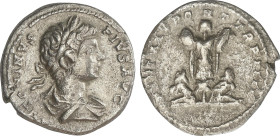 Roman Coins
Denario. 198-217 d.C. CARACALLA. Anv.: ANTONINVS PIVS AVG. Busto laureado a derecha. Rev.: PART. MAX. PONT. TR. P. IIII. Trofeo con dos c...