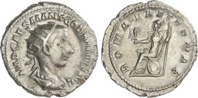 Roman Coins
Antoniniano. 240 d.C. GORDIANO III. Rev.: ROMAE AETERNAE. Roma sentada a izquierda con cetro y Victoria. 3,58 grs. AR. C-312; RIC-38. EBC...