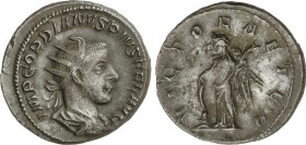 Roman Coins
Antoniniano. 240-244 d.C. GORDIANO III. Rev.: VICTOR AETER. Victoria en pie a izquierda con palma y apoyada en un escudo sobre un cautivo...