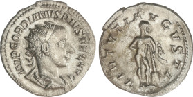 Roman Coins
Antoniniano. 240-244 d.C. GORDIANO III. Rev.: VIRTVTI AVGVSTI. Hércules en pie a derecha, apoyado en una maza. 3,2 grs. AR. C-404; RIC-95...