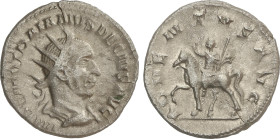 Roman Coins
Antoniniano. 249-251 d.C. TRAJANO DECIO. Rev.: ADVENTVS AVG. Trajano Decio a caballo a izquierda alzando la mano derecha. 3,66 grs. AR. C...