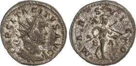 Roman Coins
Antoniniano. 275-276 d.C. TÁCITO. LUGDUNUM. Rev.: MARS VICTOR. Marte en marcha a derecha con lanza y trofeo. 3,83 grs. Ve. Conserva plate...