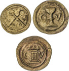 Medieval Coins
Lote 3 Pellofas. VERDÚ. Latón. A EXAMINAR. Cru-2224, 2225, 2226. MBC a MBC+.