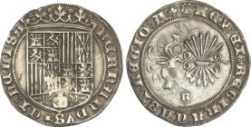 Spanish Monarchy
1 Real. BURGOS. Anv.: Sin marcas. Rev.: Hoja de perejil y cruz patada en leyenda. B en campo. 6 flechas. 3,32 grs. (Rayitas). AC-308...