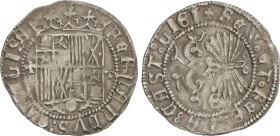 Spanish Monarchy
1 Real. GRANADA. Anv.: Escudo entre cruces latinas. Rev.: Haz de 7 flechas y G. 3,36 grs. Notas del coleccionista: Colección Rudman....