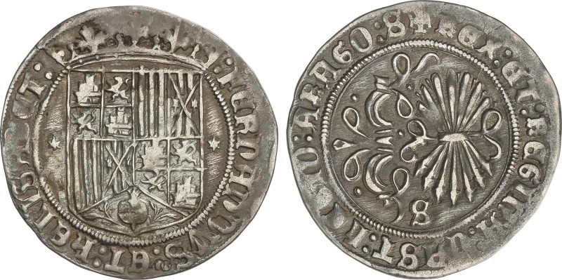 Spanish Monarchy
1 Real. SEVILLA. Anv.: Escudo entre estrellas. Rev.: Haz de 7 ...