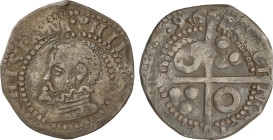 Spanish Monarchy
1/2 Croat. 1596. BARCELONA. Rev.: Anillos en 1/4. 1,54 grs. MUY ESCASA. AC-111. MBC.