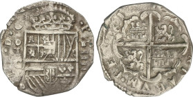 Spanish Monarchy
4 Reales. 161_. TOLEDO. C. 13,71 grs. Valor IIII en vertical a la derecha del escudo. AC-Tipo 156. MBC.