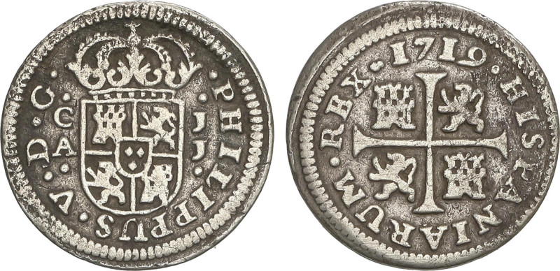 Spanish Monarchy
1/2 Real. 1719. CUENCA. JJ. Anv.: PHILIPPUS. 1,27 grs. AC-105....