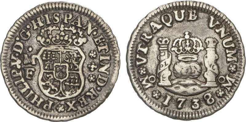 Spanish Monarchy
1/2 Real. 1738/7. MÉXICO. MF. Columnario. AC-260. MBC.