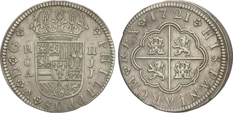 Spanish Monarchy
2 Reales. 1721. CUENCA. J.J. 4,2 grs. AC-671. MBC+.