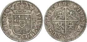 Spanish Monarchy
2 Reales. 1737. SEVILLA. P.J. 5,87 grs. Acuñación parcialmente floja. AC-998. MBC.