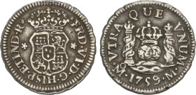 Spanish Monarchy
1/2 Real. 1759. MÉXICO. M. 1,67 grs. Columnario. AC-98. MBC+.