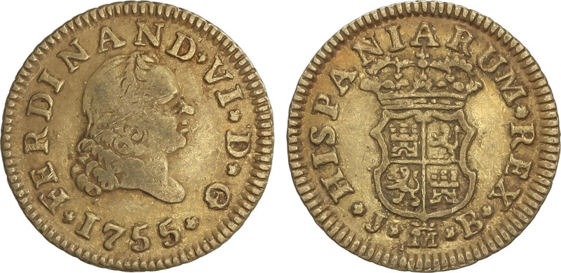 Spanish Monarchy
1/2 Escudo. 1755. MADRID. J.B. 1,75 grs. (Rayita en anverso). ...