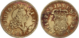 Spanish Monarchy
1/2 Escudo. 1757. MADRID. J.B. 1,77 grs. Cuarto busto. (Concreciones). AC-561. MBC.