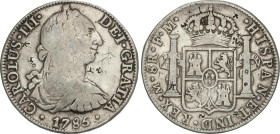 Spanish Monarchy
8 Reales. 1785. MÉXICO. F.M. 26,5 grs. Resellos chinos. AC-1127. MBC-.