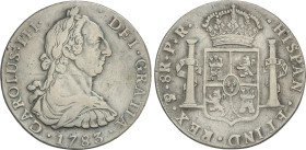 Spanish Monarchy
8 Reales. 1783. POTOSI. P.R. 26,59 grs. (Rayitas de limpieza). AC-1186. MBC-.