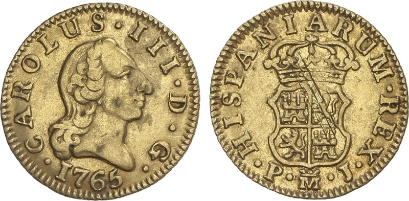 Spanish Monarchy
1/2 Escudo. 1765. MADRID. P.J. 1,75 grs. Cara de Rata. (Rayita...