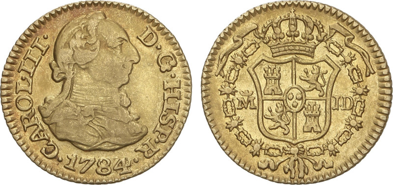 Spanish Monarchy
1/2 Escudo. 1784/3. MADRID. J.D. 1,76 grs. Restos de brillo or...