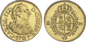 Spanish Monarchy
1/2 Escudo. 1787. MADRID. D.V. 1,72 grs. (Rayitas en anverso). AC-1281. MBC.
