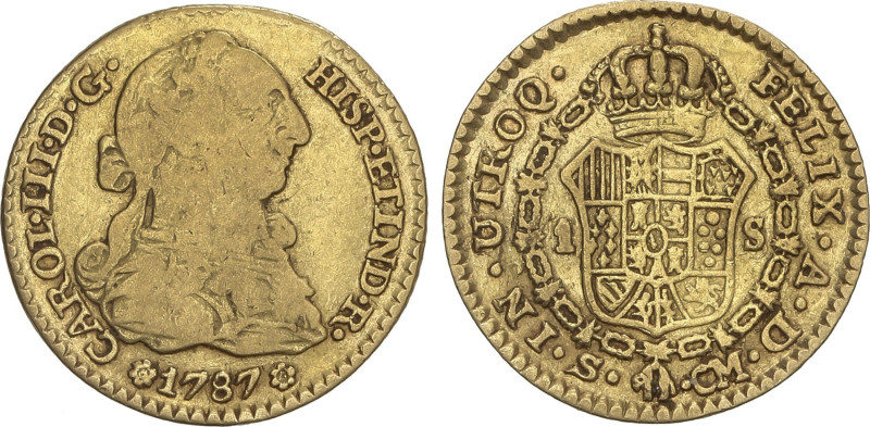 Spanish Monarchy
1 Escudo. 1787. SEVILLA. CM. 3,28 grs. AC-1505. BC+/MBC.