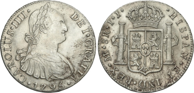 Spanish Monarchy
8 Reales. 1795. LIMA. I.J. 26,65 grs. Ligeras oxidaciones limp...