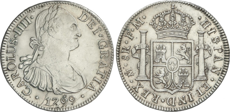 Spanish Monarchy
8 Reales. 1799. MÉXICO. F.M. 26,88 grs. (Algo limpiada). AC-96...