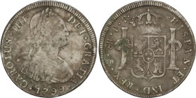 Spanish Monarchy
8 Reales. 1799. POTOSÍ. P.P. 26,76 grs. Pátina. AC-1003. MBC-.