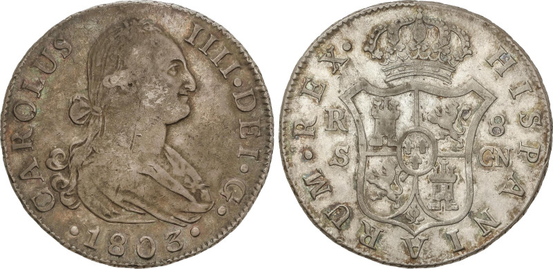 Spanish Monarchy
8 Reales. 1803. SEVILLA. C.N. 26,83 grs. Pátina, limpiada en r...