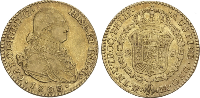 Spanish Monarchy
2 Escudos. 1803. MADRID. F.A. 6,66 grs. AC-1308. MBC/MBC+.