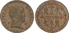 Spanish Monarchy
8 Maravedís. 1825. JUBIA. 10,54 grs. (Acuñación floja en parte). AC-208. MBC.