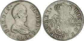 Spanish Monarchy
2 Reales. 1810. CATALUNYA. F.S. 5,69 grs. (Rayitas, limpiada). ESCASA. AC-762. (MBC).