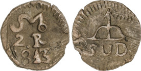 Spanish Monarchy
2 Reales. 1813. MORELOS. 6,2 grs. AE. Cuño sin puntos acotando SUD. AC-885. MBC.