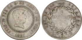 Spanish Monarchy
10 Reales. 1821. SANTANDER. L.T. 13,14 grs. Módulo 4 Reales. Resellada. AC-1112. MBC-.