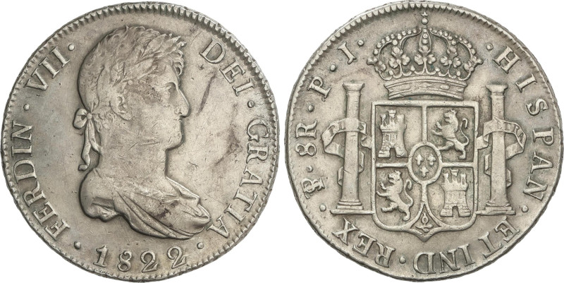 Spanish Monarchy
8 Reales. 1822. POTOSÍ. P.J. 26,69 grs. AC-1386. MBC.