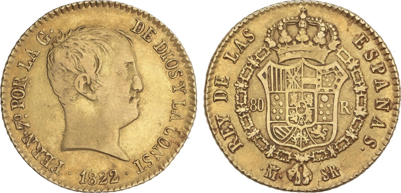 Spanish Monarchy
2 Escudos. 1822. MADRID. S.R. 6,67 grs. Tipo cabezón. AC-1641....