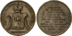 Spanish Monarchy
Medalla. 1814. Anv.: Entrada del Gobierno en Madrid, el 5 de Enero del ´Año 3º de la Constitución´. Escudo de Madrid bajo corona imp...