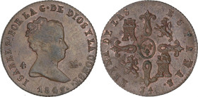 Spanish Monarchy
4 Maravedís. 1847. JUBIA. 5,01 grs. (Cuño de reverso algo oxidado). Restos de color original. AC-73. EBC+.