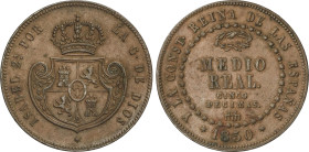 Spanish Monarchy
1/2 Real (5 Décimas). 1850. SEGOVIA. 19,41 grs. AC-155. EBC-.