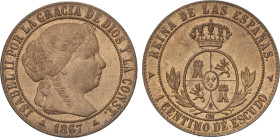 Spanish Monarchy
1 Céntimo de Escudo. 1867. SEGOVIA. O.M. 2,49 grs. AC-226. EBC+.