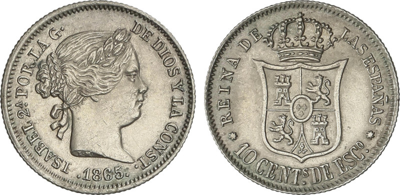 Spanish Monarchy
10 Céntimos de Escudo. 1865. SEVILLA. 1,28 grs. AC-342. EBC.